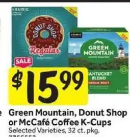 Stop&Shop Green Mountain, Donut Shop or McCafé Coffee K-Cups offer
