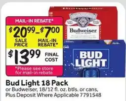 Stop&Shop Bud Light 18 Pack offer