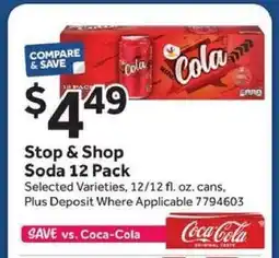 Stop&Shop Stop & Shop Soda 12 Pack offer