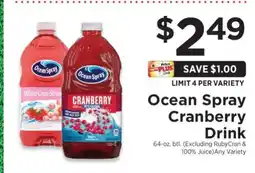 ShopRite Ocean Spray Cranberry Drink offer