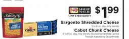 ShopRite Sargento Shredded Cheese / Cabot Chunk Cheese offer