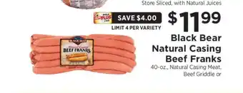 ShopRite Black Bear Natural Casing Beef Franks offer