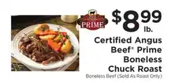 ShopRite Certified Angus Beef Prime Boneless Chuck Roast offer