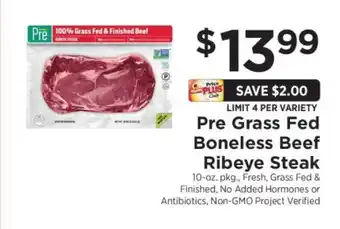 ShopRite Pre Grass Fed Boneless Beef Ribeye Steak offer