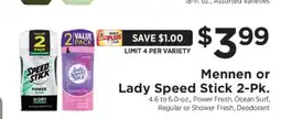 ShopRite Mennen or Lady Speed Stick 2-pk offer