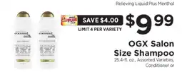 ShopRite OGX Salon Size Shampoo offer