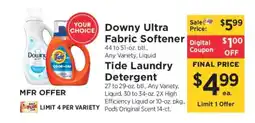 ShopRite Downy Ultra Fabric Softener / Tide Laundry Detergent offer