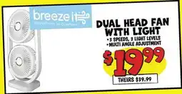 Ollie's DUAL HEAD FAN WITH LIGHT offer