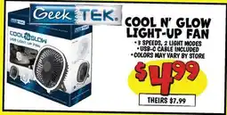 Ollie's GEEK TEK COOL N' GLOW LIGHT-UP FAN offer