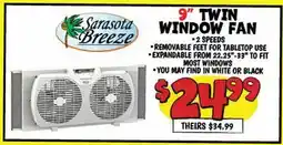 Ollie's SARASOTA BREEZE 9 TWIN WINDOW FAN offer