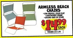 Ollie's ARMLESS BEACH CHAIRS offer