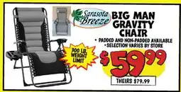 Ollie's SARASOTA BREEZE BIG MAN GRAVITY CHAIR offer