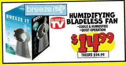 Ollie's HUMIDIFYING BLADELESS FAN offer
