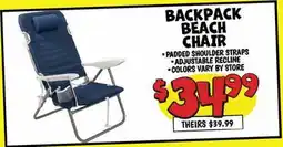 Ollie's BACKPACK BEACH CHAIR offer
