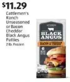 Aldi Cattlemen's Ranch Unseasoned or Bacon Cheddar Black Angus Patties offer
