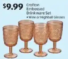 Aldi Crofton Embossed Drinkware Set offer