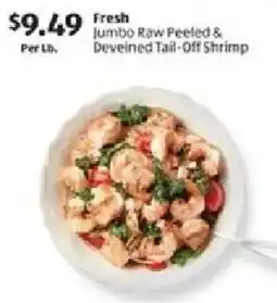 Aldi Fresh Jumbo Raw Peeled & Deveined Tail-Off Shrimp offer
