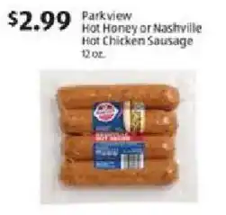 Aldi Parkview Hot Honey or Nashville Hot Chicken Sausage offer