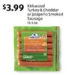 Aldi Kirkwood Turkey & Cheddar or Jalapeño Smoked Sausage offer