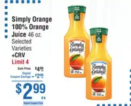 Smart & Final Simply Orange 100% Orange Juice 46 oz offer