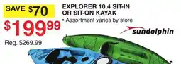Dunham's Sports SUNDOLPHIN EXPLORER 10.4 SIT-IN OR SIT-ON KAYAK offer