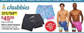 Dunham's Sports CHUBBIES MEN'S SWIM TRUNKS offer