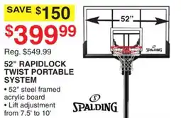 Dunham's Sports SPALDING 52 RAPIDLOCK TWIST PORTABLE SYSTEM offer