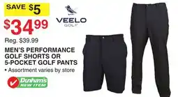 Dunham's Sports VEELO MEN'S PERFORMANCE GOLF SHORTS OR 5-POCKET GOLF PANTS offer