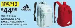 Dunham's Sports ADIDAS DEFENDER 5 OR EXCEL 7 BACKPACK offer