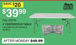 Dunham's Sports WFS 6' CENTERFOLD TABLE offer