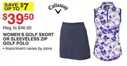 Dunham's Sports CALLAWAY WOMEN'S GOLF SKORT OR SLEEVELESS ZIP GOLF POLO offer