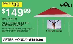Dunham's Sports YOLI 13' X 13' EASYLIFT 170 INSTANT CANOPY offer