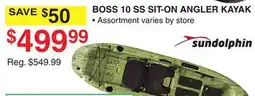 Dunham's Sports SUNDOLPHIN BOSS 10 SS SIT-ON ANGLER KAYAK offer