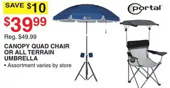 Dunham's Sports PORTAL CANOPY QUAD CHAIR OR ALL TERRAIN UMBRELLA offer