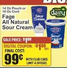 Key Food Fage All Natural Sour Cream offer