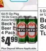 Key Food Beck's Beer 4 Pack offer