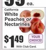 Key Food California White Peaches or Nectarines offer