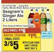 Key Food Seagram’s Ginger Ale 2 Liters offer