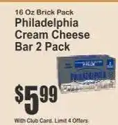 Key Food Philadelphia Cream Cheese Bar 2 Pack offer