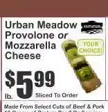 Key Food Urban Meadow Provolone or Mozzarella Cheese offer