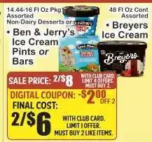 Key Food Ben & Jerry's Ice Cream Pints or Bars offer