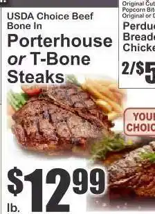 Key Food Porterhouse or T-Bone Steaks offer