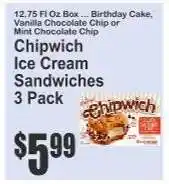 Key Food Chipwich Ice Cream Sandwiches 3 Pack offer