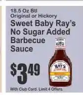 Key Food Sweet Baby Ray's No Sugar Added Barbecue Sauce offer