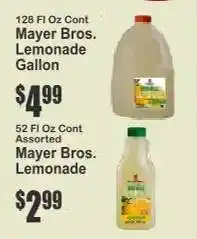Key Food Mayer Bros. Lemonade Gallon offer