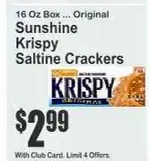 Key Food Sunshine Krispy Saltine Crackers offer