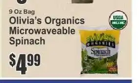 Key Food Olivia’s Organics Microwaveable Spinach offer