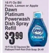 Key Food Dawn Platinum Powerwash Dish Spray Refill offer