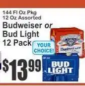 Key Food Budweiser or Bud Light 12 Pack offer