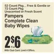 Key Food Pampers Complete Clean Baby Wipes offer